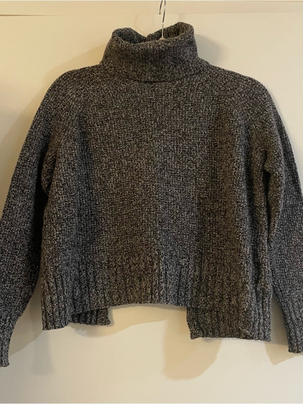 Merino Wool Madewell Charcoal Ribbed Turtleneck Sweater with Open Cross Back